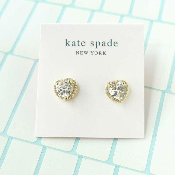 Kate Spade Jewelry - Kate Spade My Love Pavé Heart Clear Gold Stud Earrings with dust bag